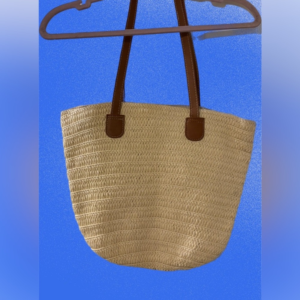 Tan Woven Tote Bag